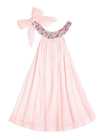 Robe Cérémonie Voile Col Fleuri Liberty ALIZEE - La Faute à Voltaire
