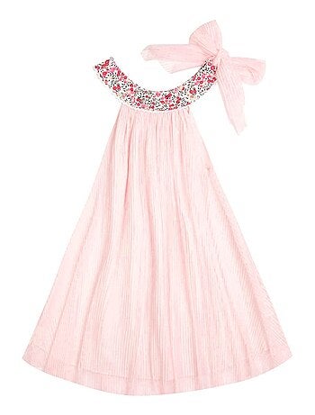 Robe Cérémonie Voile Col Fleuri Liberty ALIZEE - La Faute à Voltaire