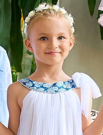 Robe Cérémonie Voile Col Fleuri Liberty ALIZEE - La Faute à Voltaire