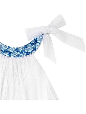 Robe Cérémonie Voile Col Fleuri Liberty ALIZEE - La Faute à Voltaire