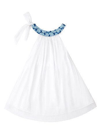 Robe Cérémonie Voile Col Fleuri Liberty ALIZEE - La Faute à Voltaire