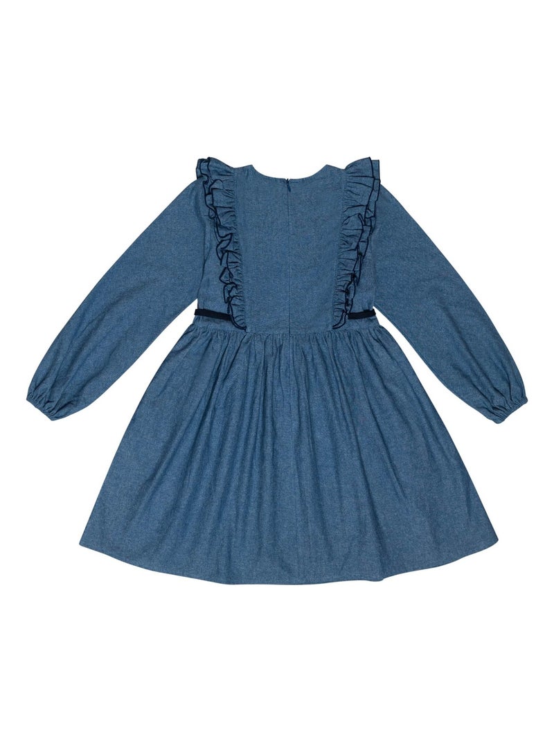 Robe Chambray   à Volants  APPOLINE - La Faute à Voltaire Bleu marine - Kiabi