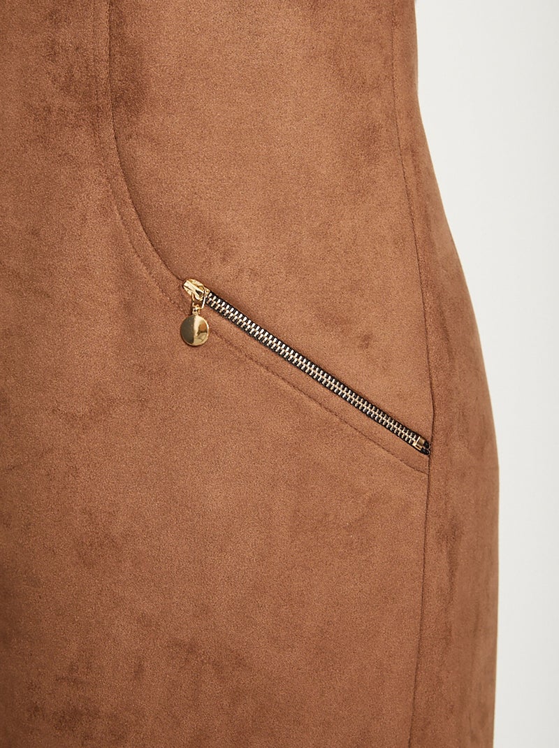 Robe chasuble en maille suédée - Afibel Camel - Kiabi