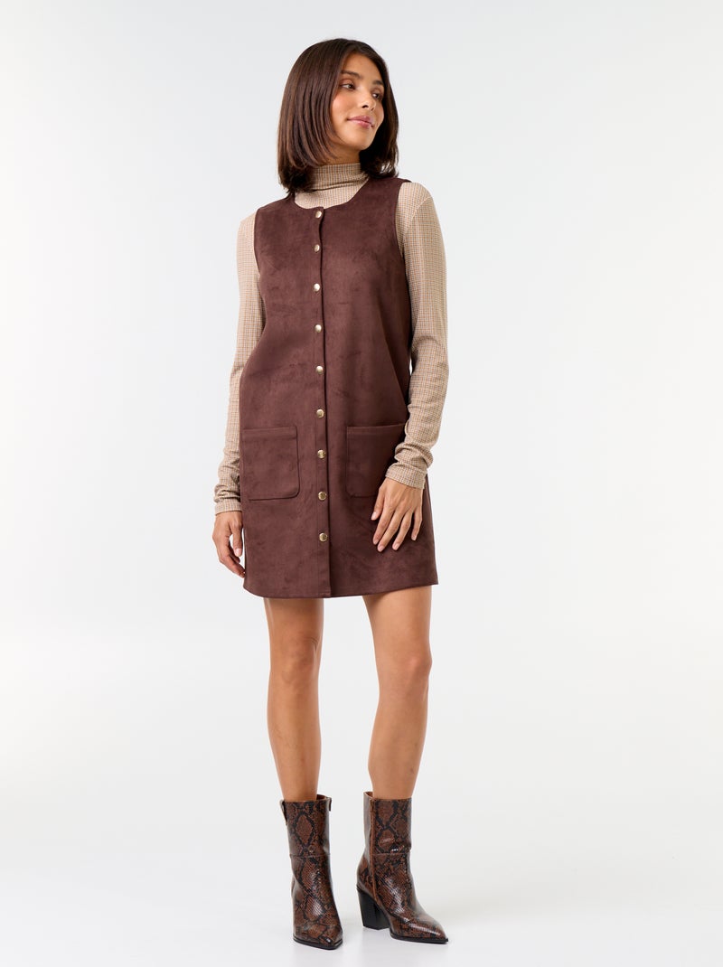 Robe chasuble en matière douce Marron - Kiabi