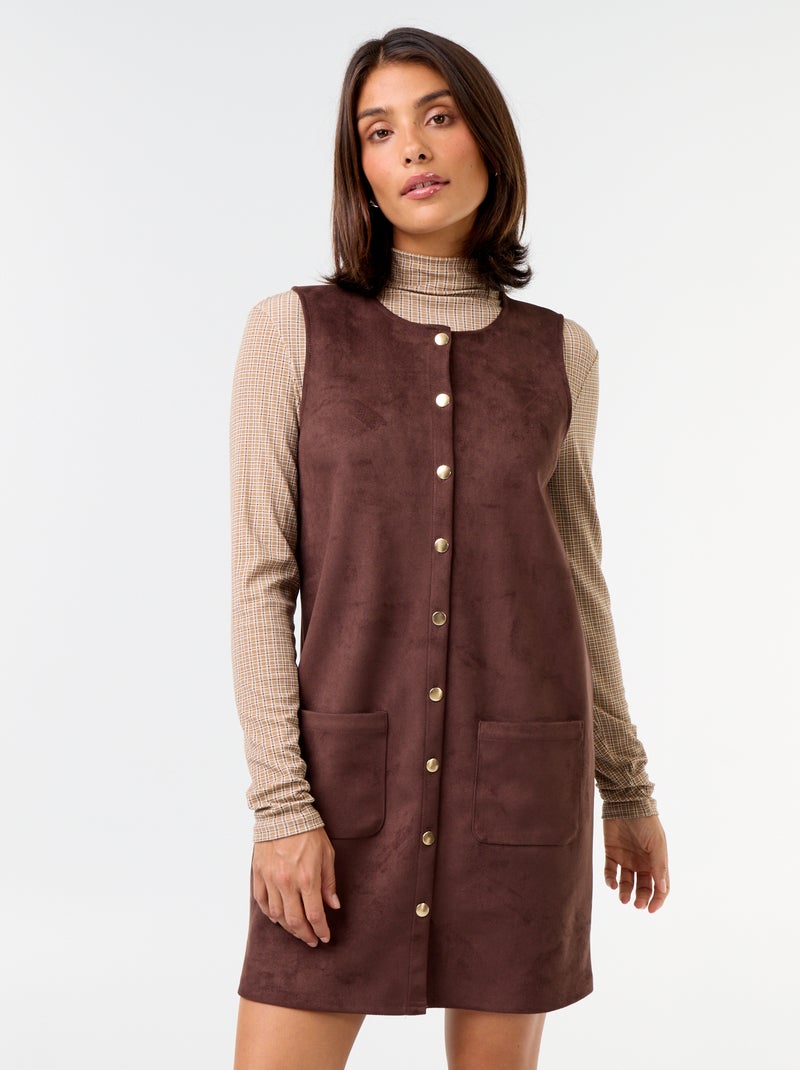 Robe chasuble en matière douce Marron - Kiabi