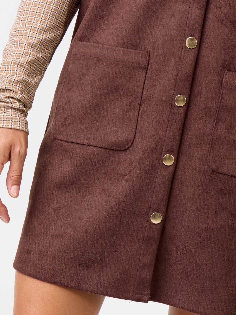 Robe chasuble en matière douce Marron - Kiabi