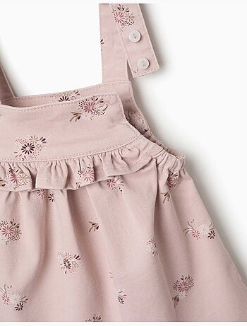 Robe chasuble en sergé avec imprimé fleuri