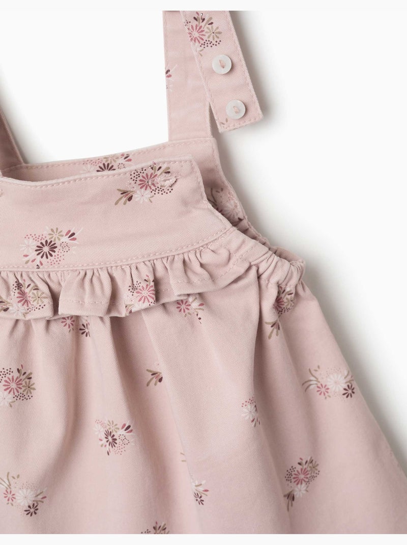 Robe chasuble en sergé avec imprimé fleuri Rose clair - Kiabi