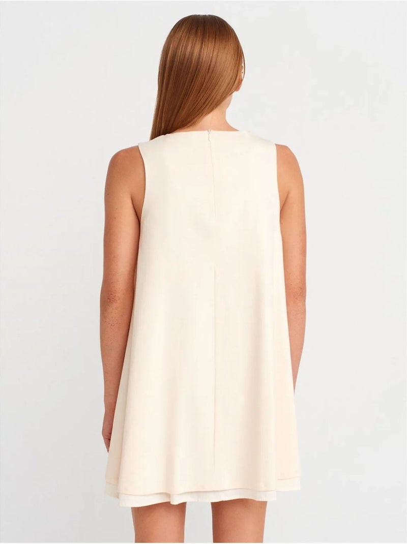 Robe chasuble mini sans manches en popeline de coton dilvin Crème - Kiabi