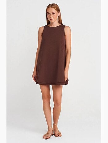 Robe chasuble mini sans manches en popeline de coton dilvin