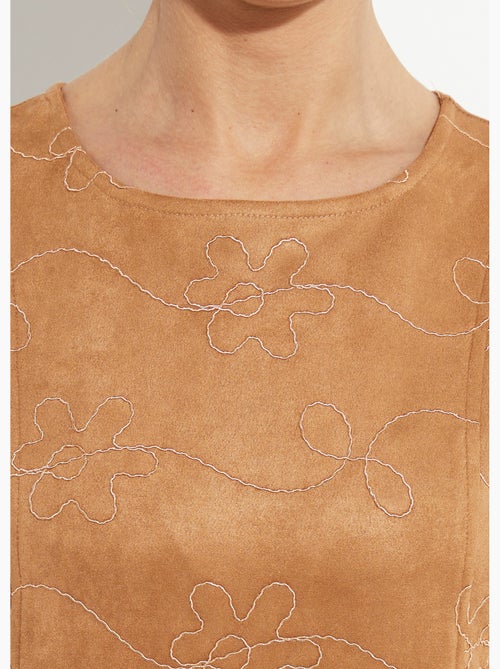 Robe chasuble suédine rebrodée col rond - Afibel - Kiabi