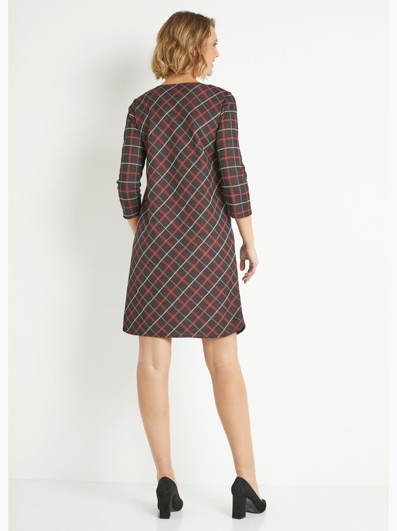 Robe chaude aspect lainage à carreaux - AFIBEL Noir Rouge - Kiabi