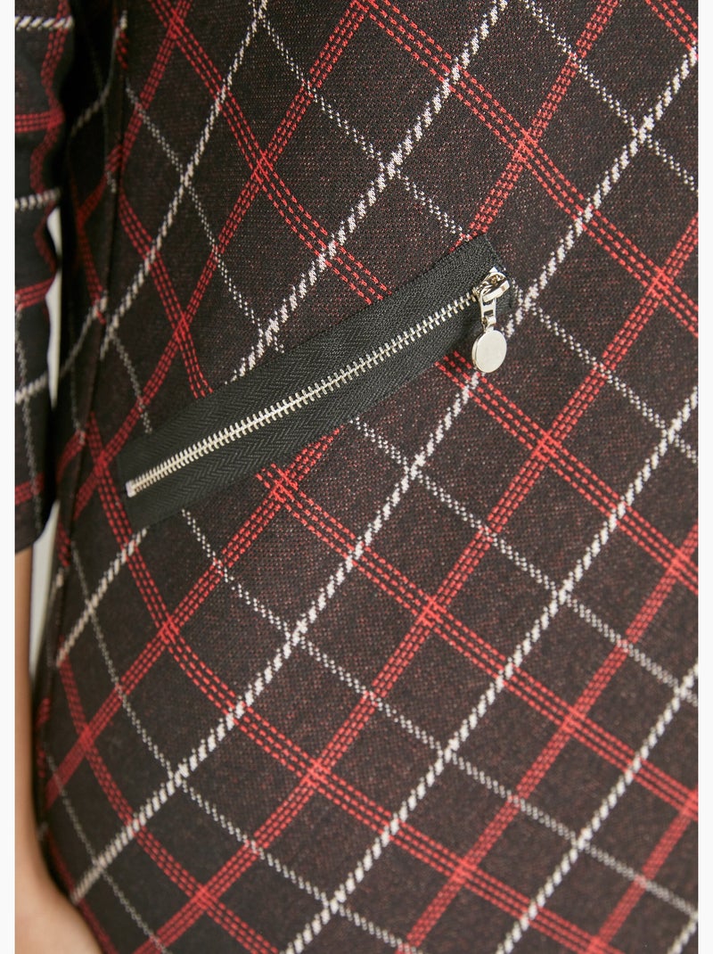 Robe chaude aspect lainage à carreaux - AFIBEL Noir Rouge - Kiabi
