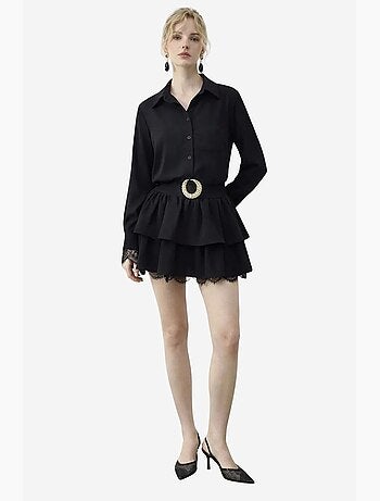 Robe-chemise à bordure en dentelle lucci