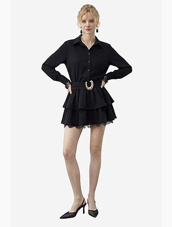 Robe-chemise à bordure en dentelle lucci