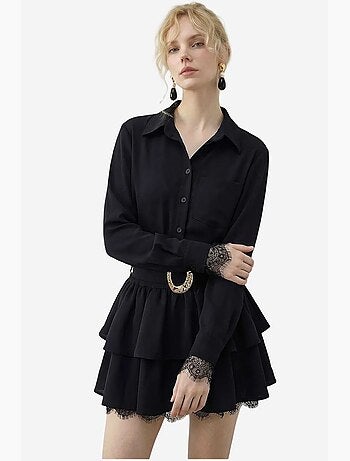 Robe-chemise à bordure en dentelle lucci
