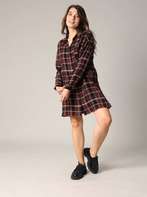 Robe chemise à carreaux
 'Deeluxe' - Kiabi
