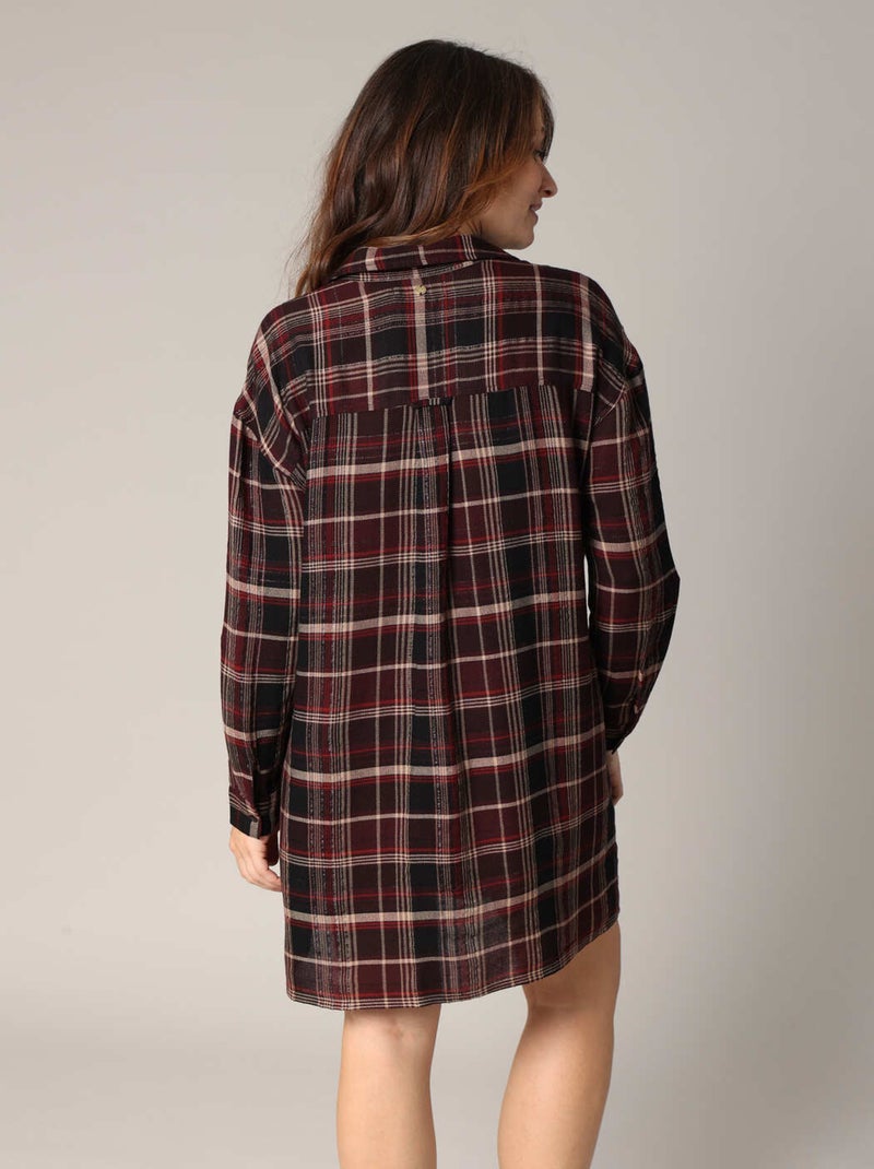 Robe chemise à carreaux
 'Deeluxe' Bordeaux - Kiabi