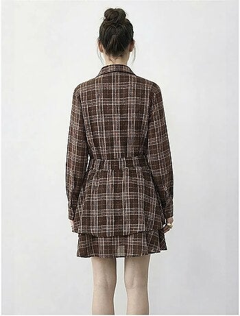 Robe-chemise à carreaux lucci avec ceinture