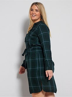 Robe chemise à carreaux - Kiabi