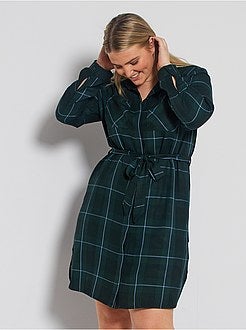 Robe chemise à carreaux - Kiabi