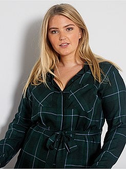 Robe chemise à carreaux - Kiabi