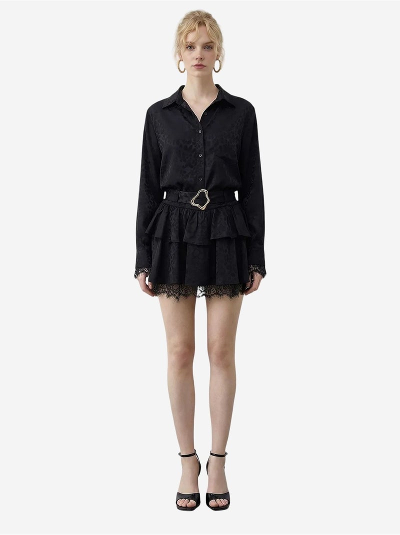 Robe-chemise à imprimé léopard avec ceinture lucci Noir - Kiabi