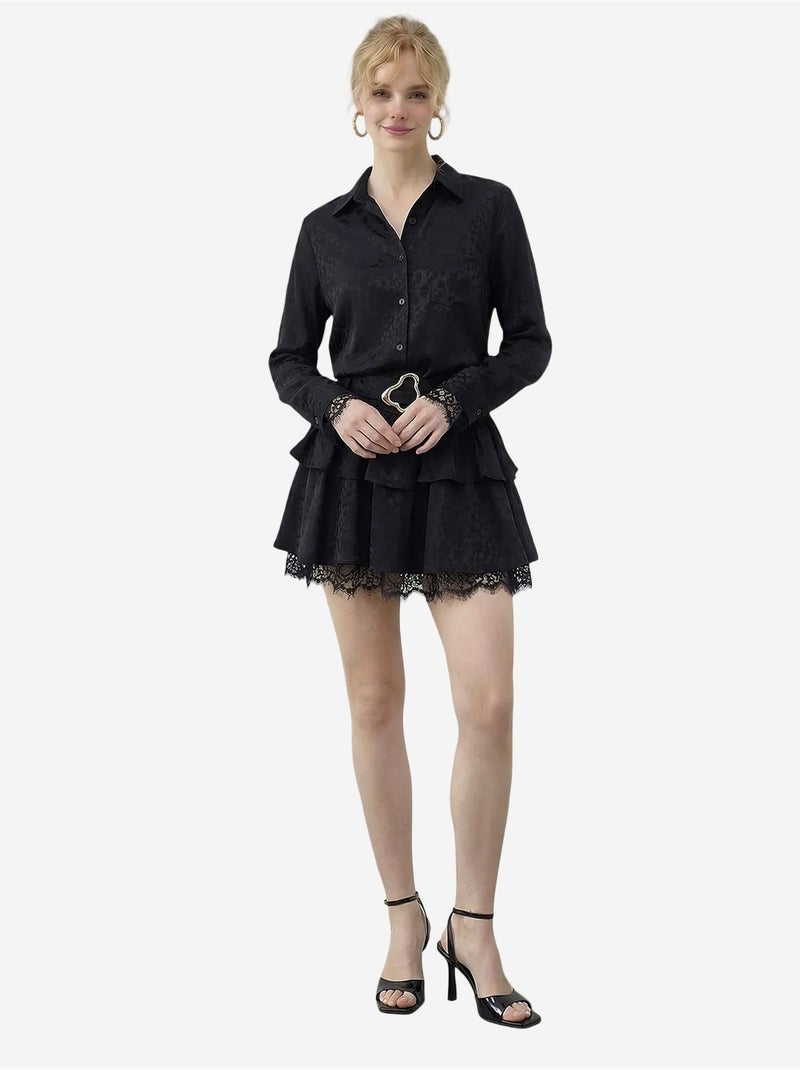 Robe-chemise à imprimé léopard avec ceinture lucci Noir - Kiabi