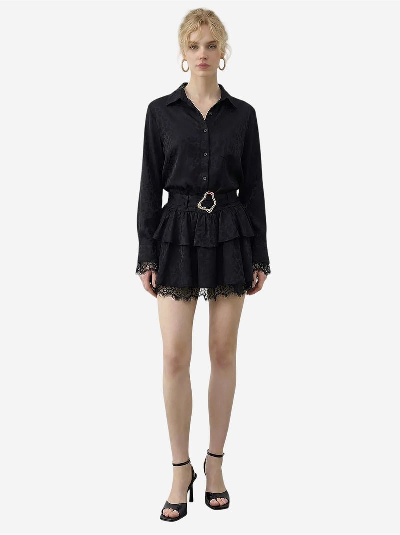 Robe-chemise à imprimé léopard avec ceinture lucci Noir - Kiabi