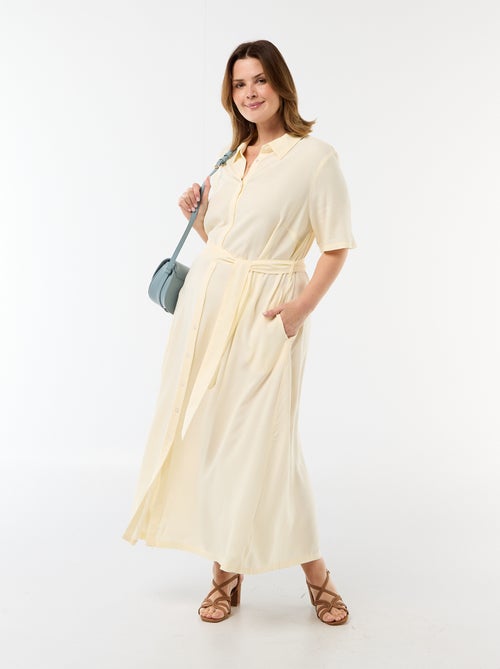 Robe chemise à manches courtes avec ceinture à la taille - Kiabi