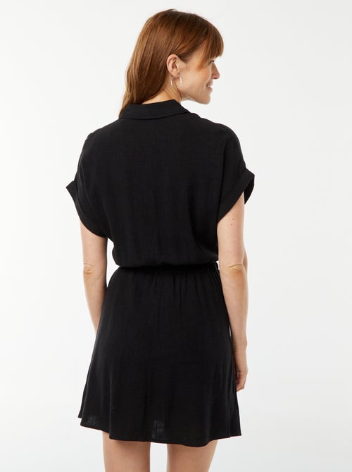 Robe chemise à manches courtes en lin mélangé - Kiabi