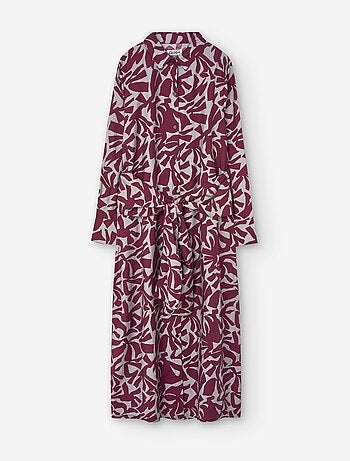 Robe chemise à manches longues avec motif