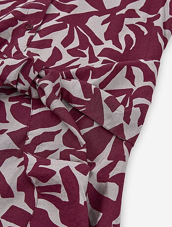 Robe chemise à manches longues avec motif