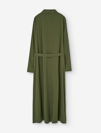 Robe chemise à manches longues en voile avec ceinture