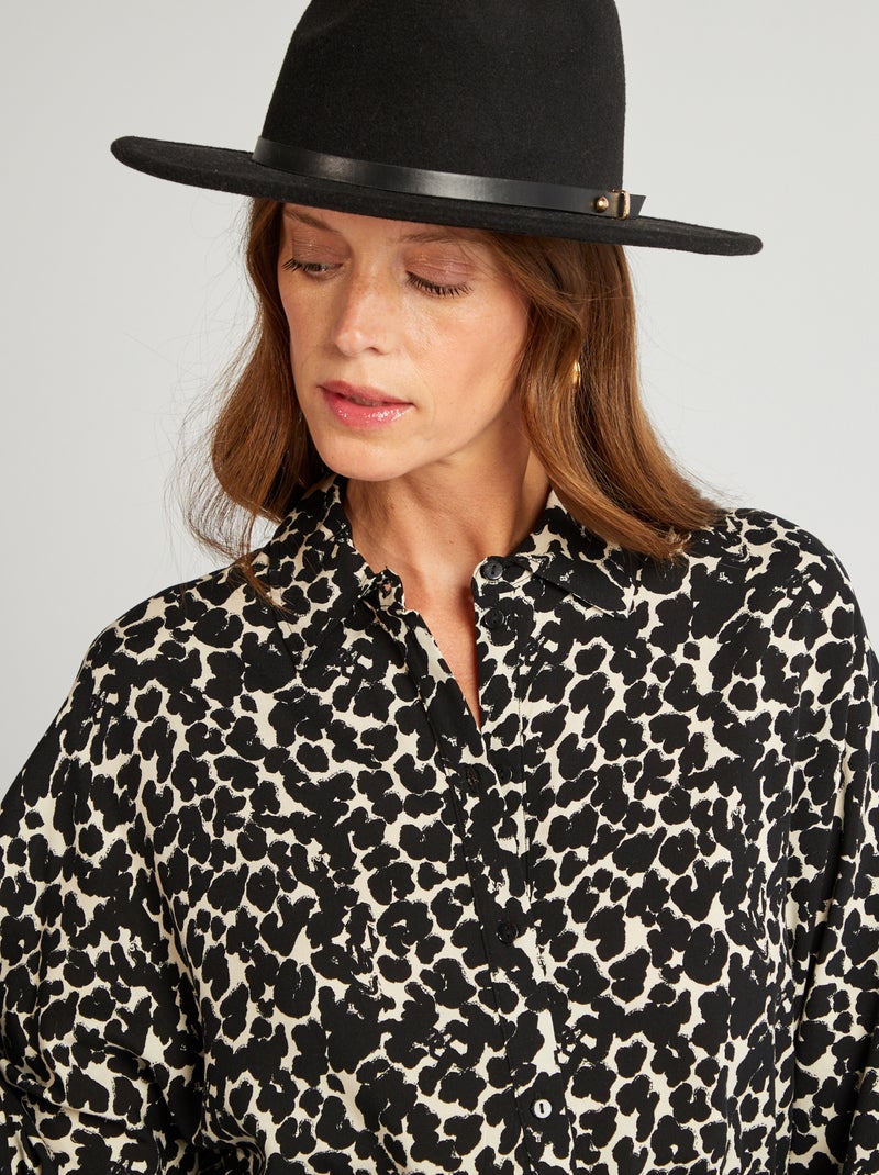 Robe chemise à motif manches longues Noir/Blanc - Kiabi