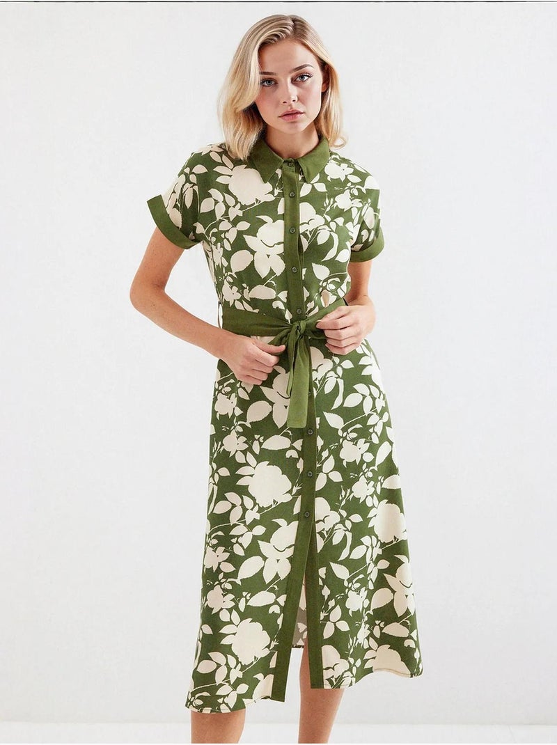 Robe chemise à motifs bdart Kaki - Kiabi