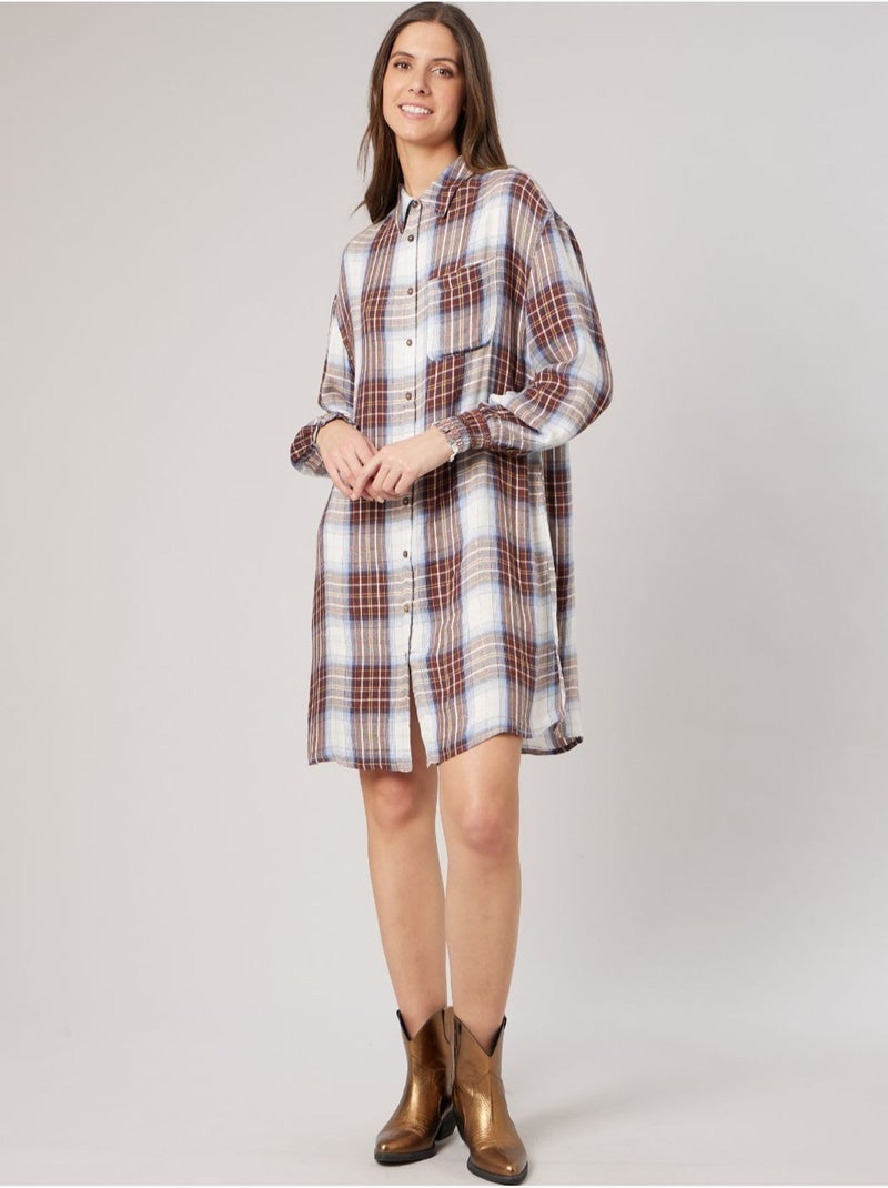 Robe chemise ample femme 'deeluxe' Marron - Kiabi