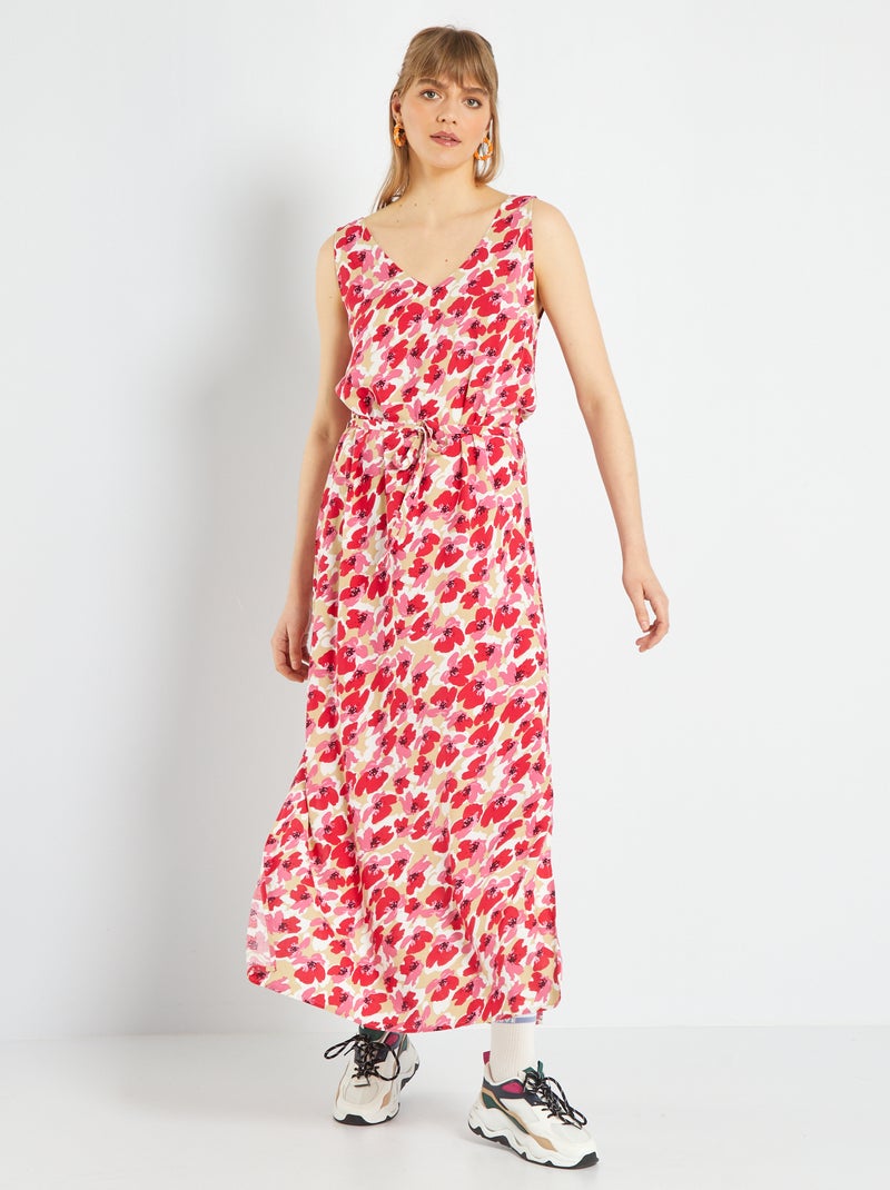 Robe chemise avec ceinture à nouer 'JDY' Rose fleuri - Kiabi