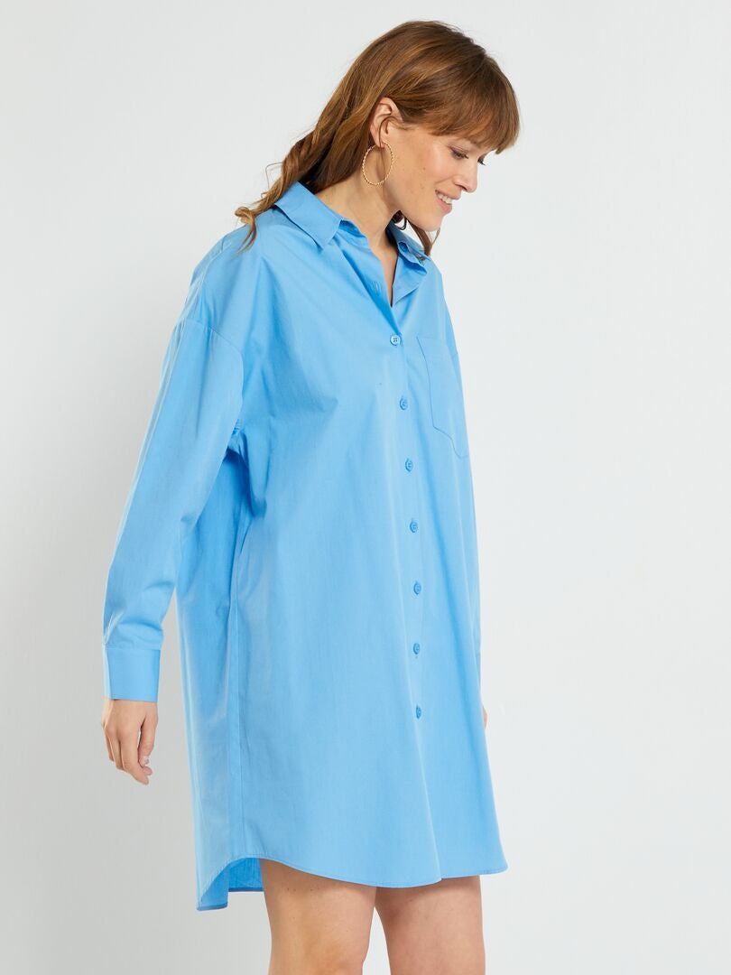 Robe chemise bleu azur - Kiabi