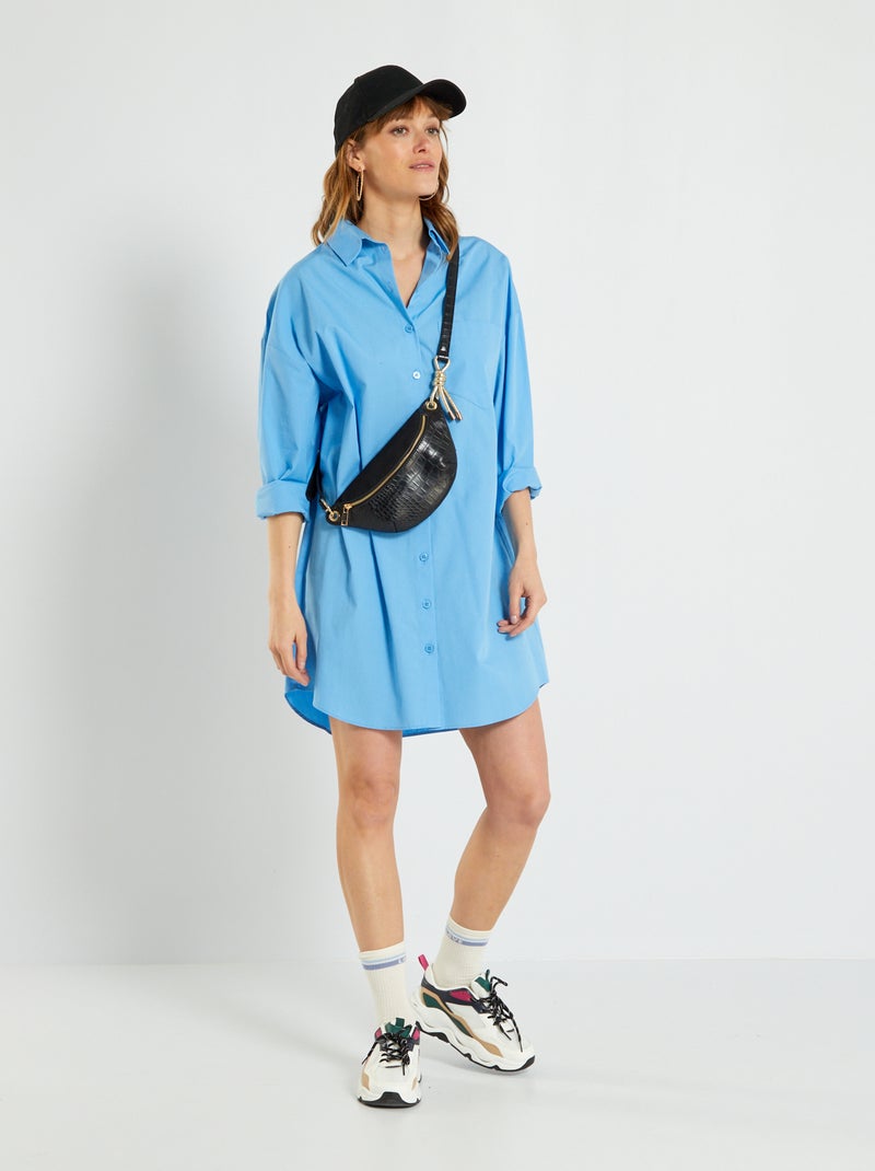Robe chemise bleu azur - Kiabi