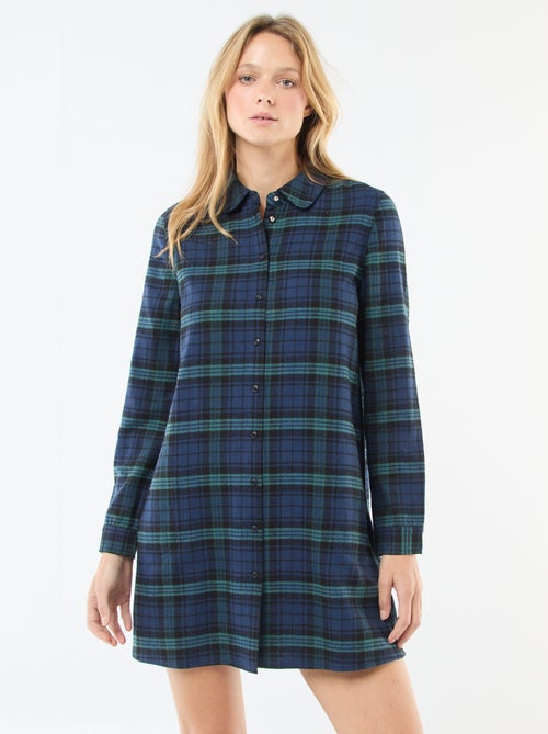 Robe chemise coupe courte en flanelle - Kiabi