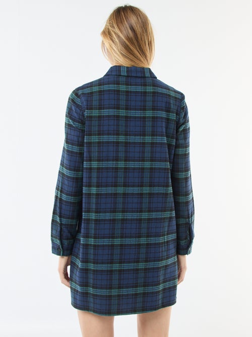 Robe chemise coupe courte en flanelle - Kiabi