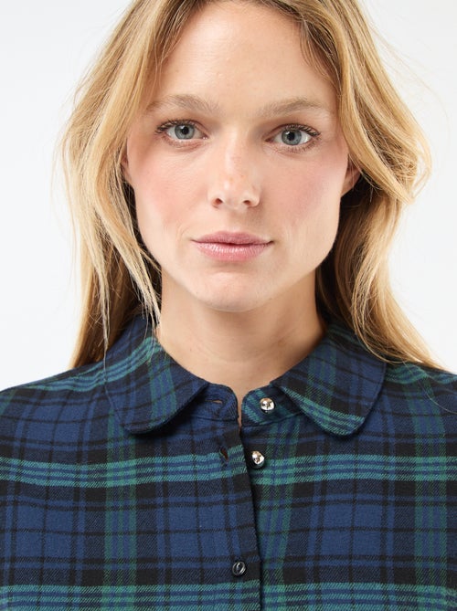 Robe chemise coupe courte en flanelle - Kiabi