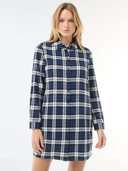 Robe chemise coupe courte en flanelle - Kiabi