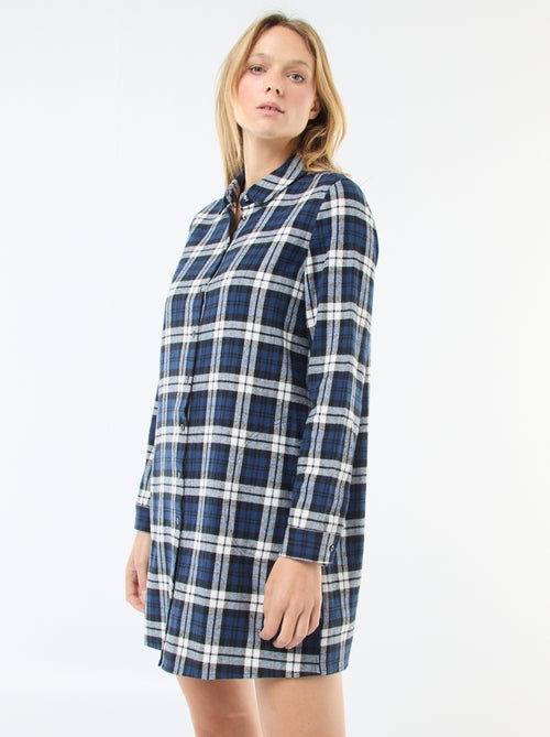 Robe chemise coupe courte en flanelle - Kiabi