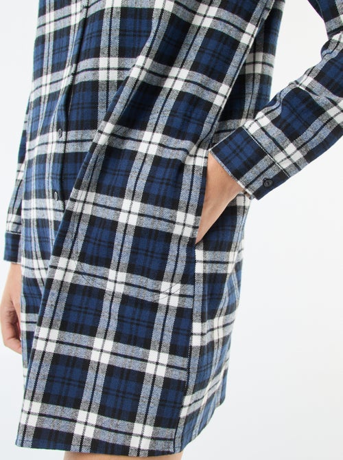 Robe chemise coupe courte en flanelle - Kiabi