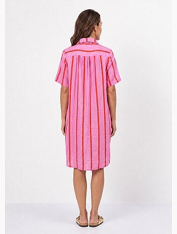 Robe chemise courte à rayures vives - AFIBEL