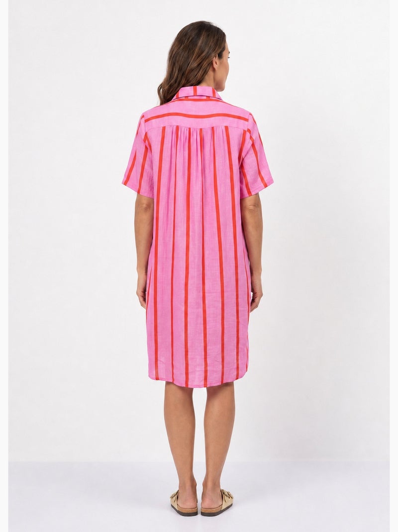 Robe chemise courte à rayures vives - AFIBEL Rose rouge - Kiabi