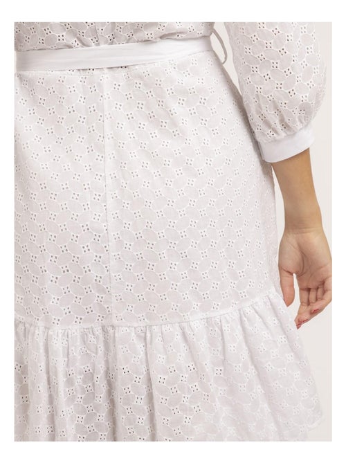 Robe chemise courte broderies anglaises ILOR - Kiabi