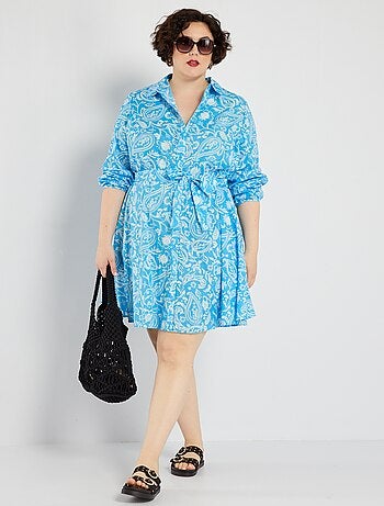 Robe chemise courte ceinturée - Kiabi